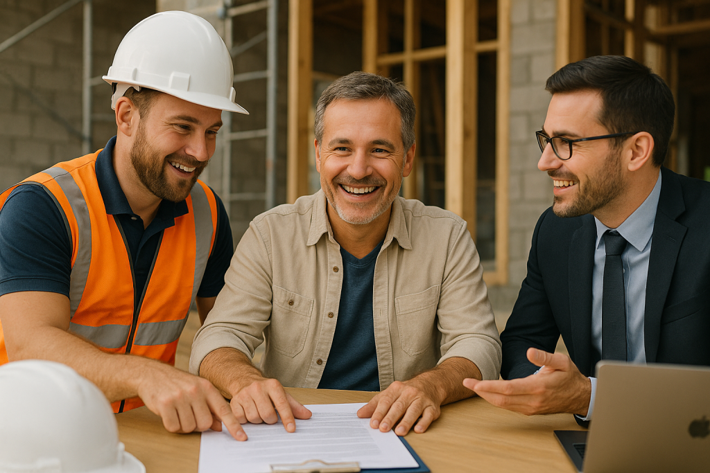 Building and Construction Lawyer helping a satisfied client resolve construction delays, defects, and disputes at a job site